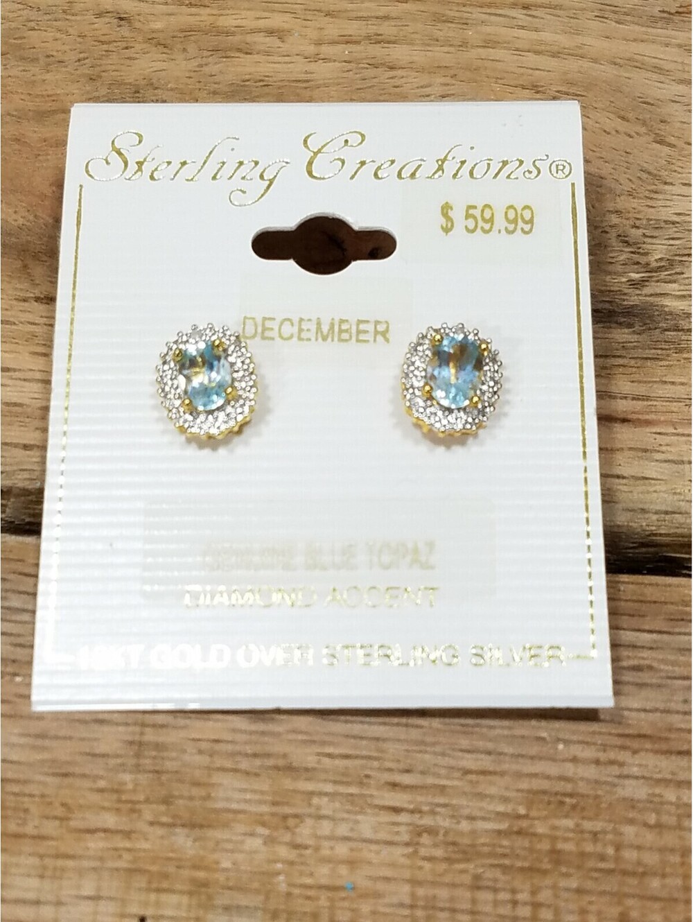 Sterling Creations December Genuine Blue Topaz 18KT Gold Over Sterling Silver